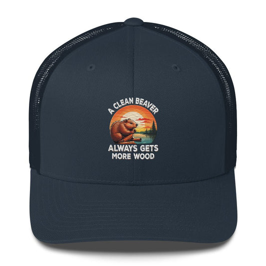 Funny X Clean Beaver Embroidered Trucker Cap - Max & Co Tees