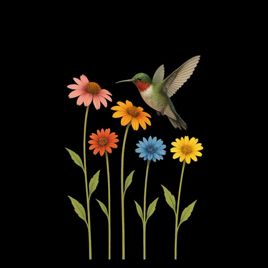 Hummingbird Stem Flowers Tee - Max & Co Tees