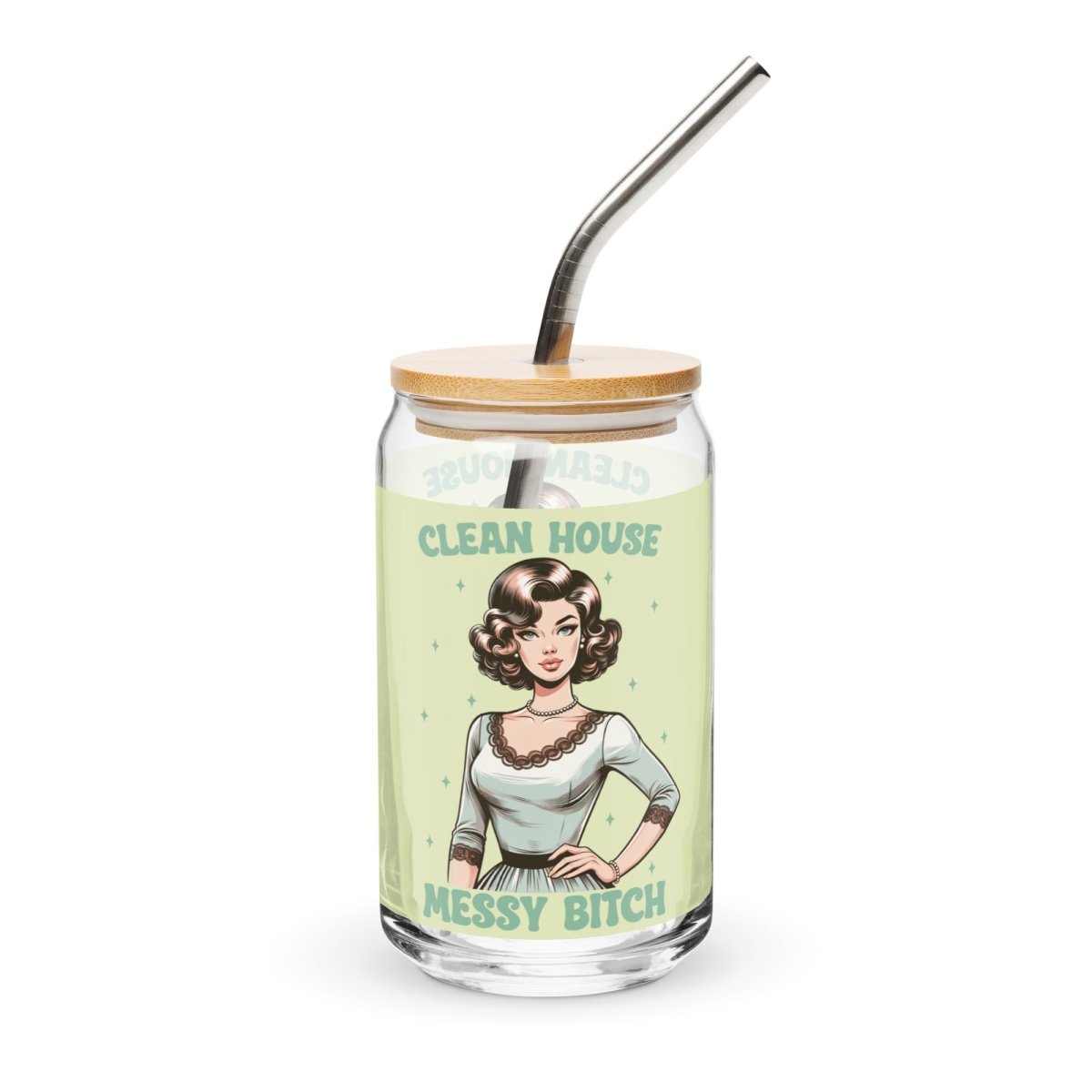 Sassy Clean House Messy Can - Shaped Glass - Max & Co Tees