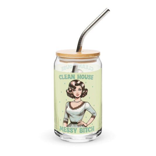 Sassy Clean House Messy Can - Shaped Glass - Max & Co Tees