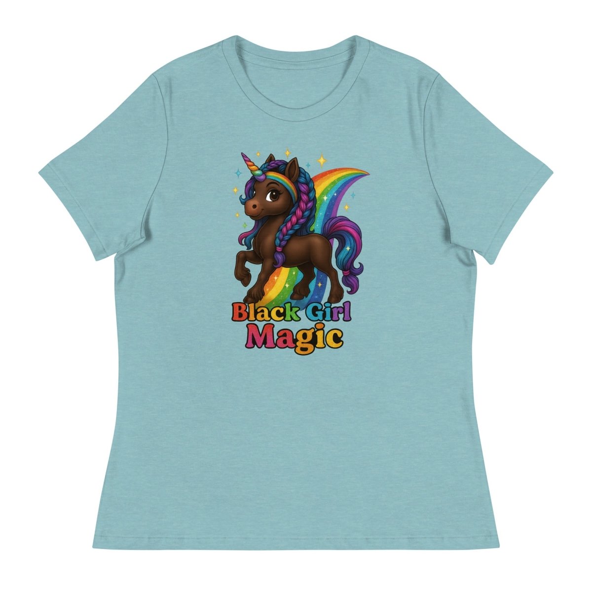 Women's Unicorn Black Girl Rainbow Tee - Max & Co Tees