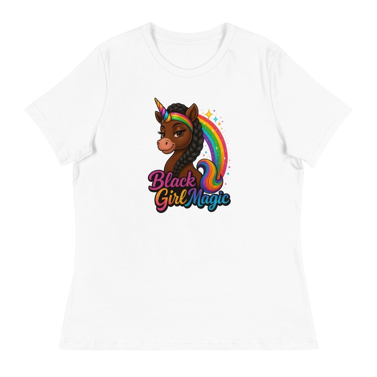 Women's Unicorn Black Girl Rainbow Tee - Max & Co Tees