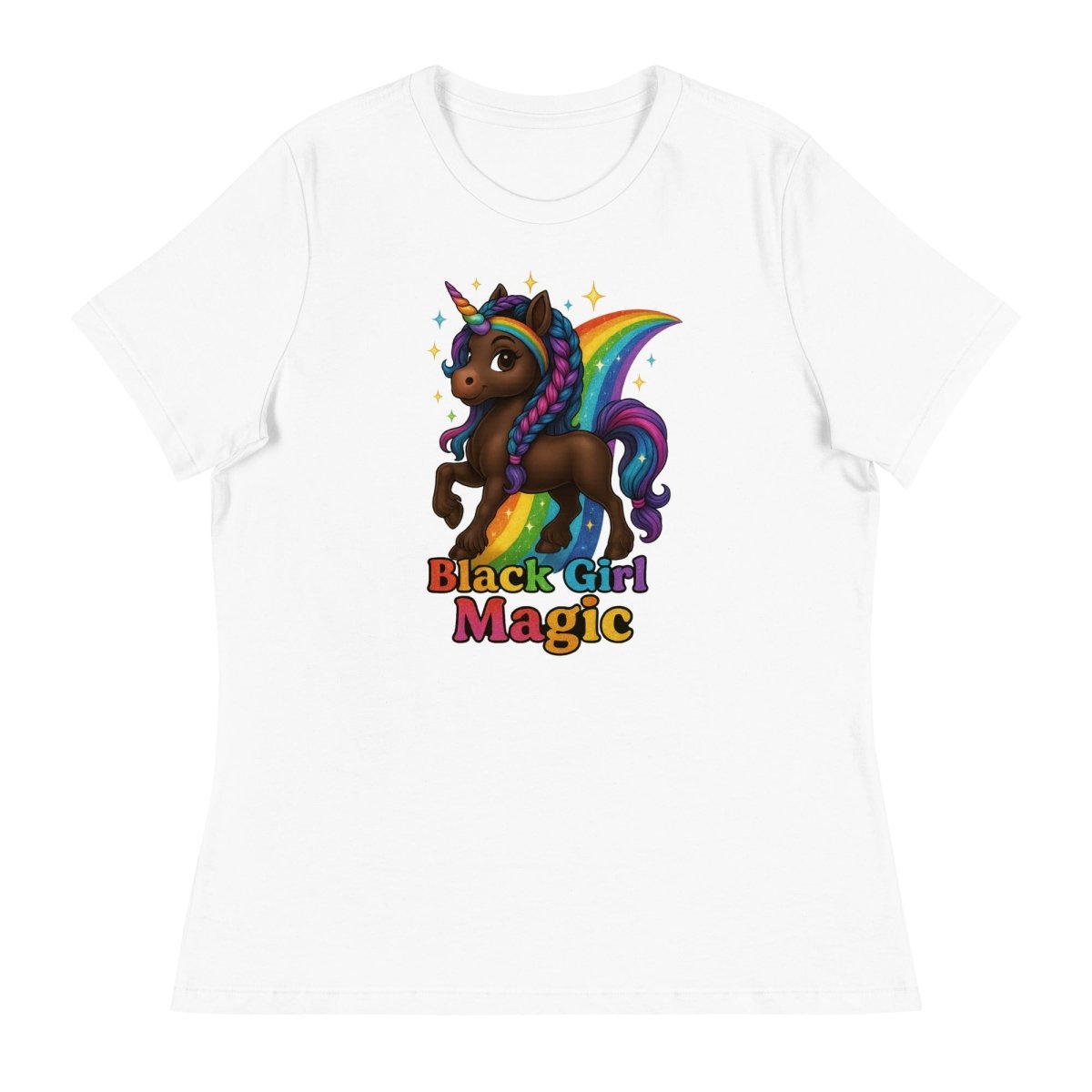 Women's Unicorn Black Girl Rainbow Tee - Max & Co Tees
