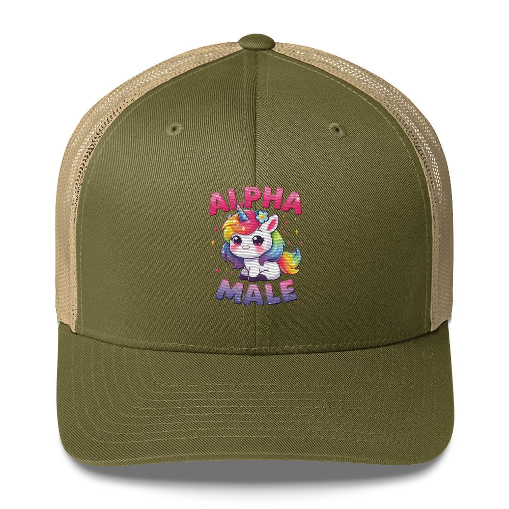 Funny X Alpha Male Embroidered Trucker Cap - Max & Co Tees