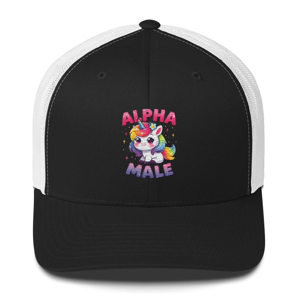 Funny X Alpha Male Embroidered Trucker Cap - Max & Co Tees