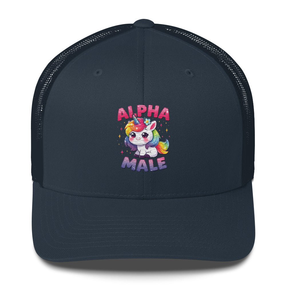 Funny X Alpha Male Embroidered Trucker Cap - Max & Co Tees