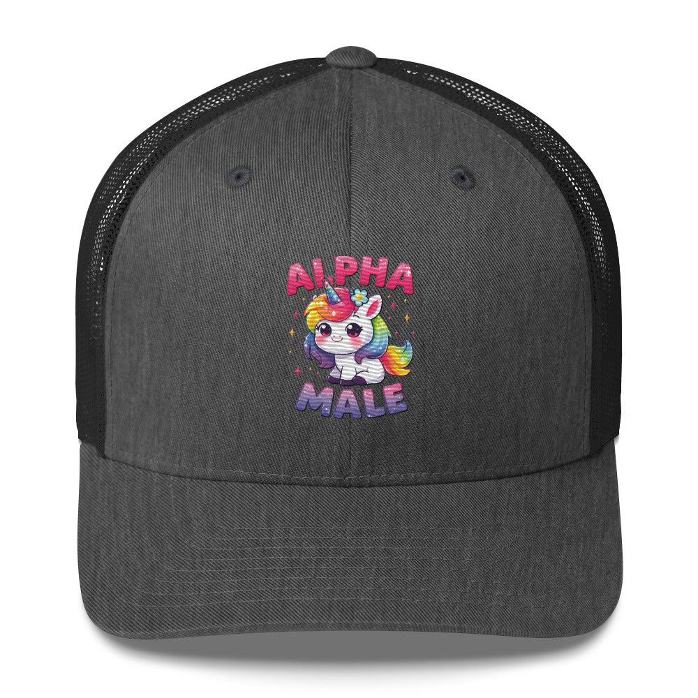 Funny X Alpha Male Embroidered Trucker Cap - Max & Co Tees