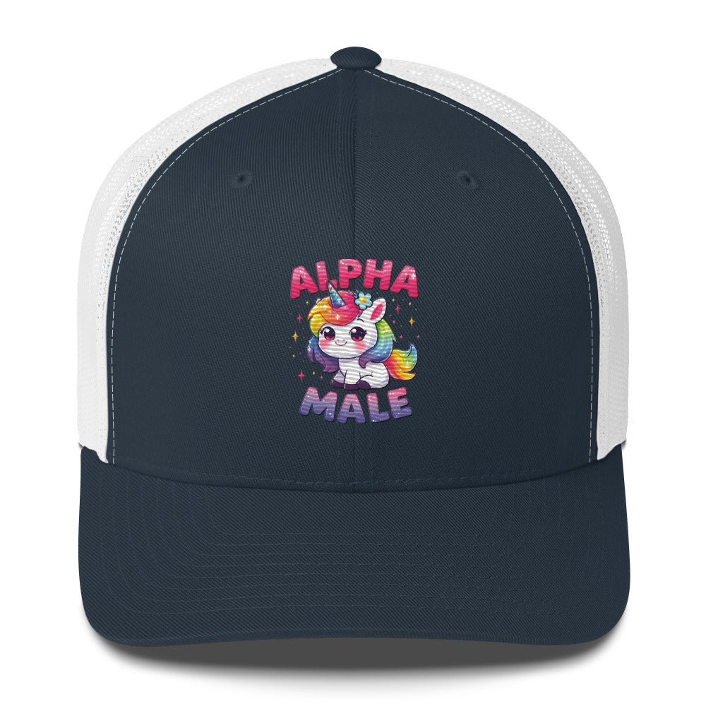Funny X Alpha Male Embroidered Trucker Cap - Max & Co Tees