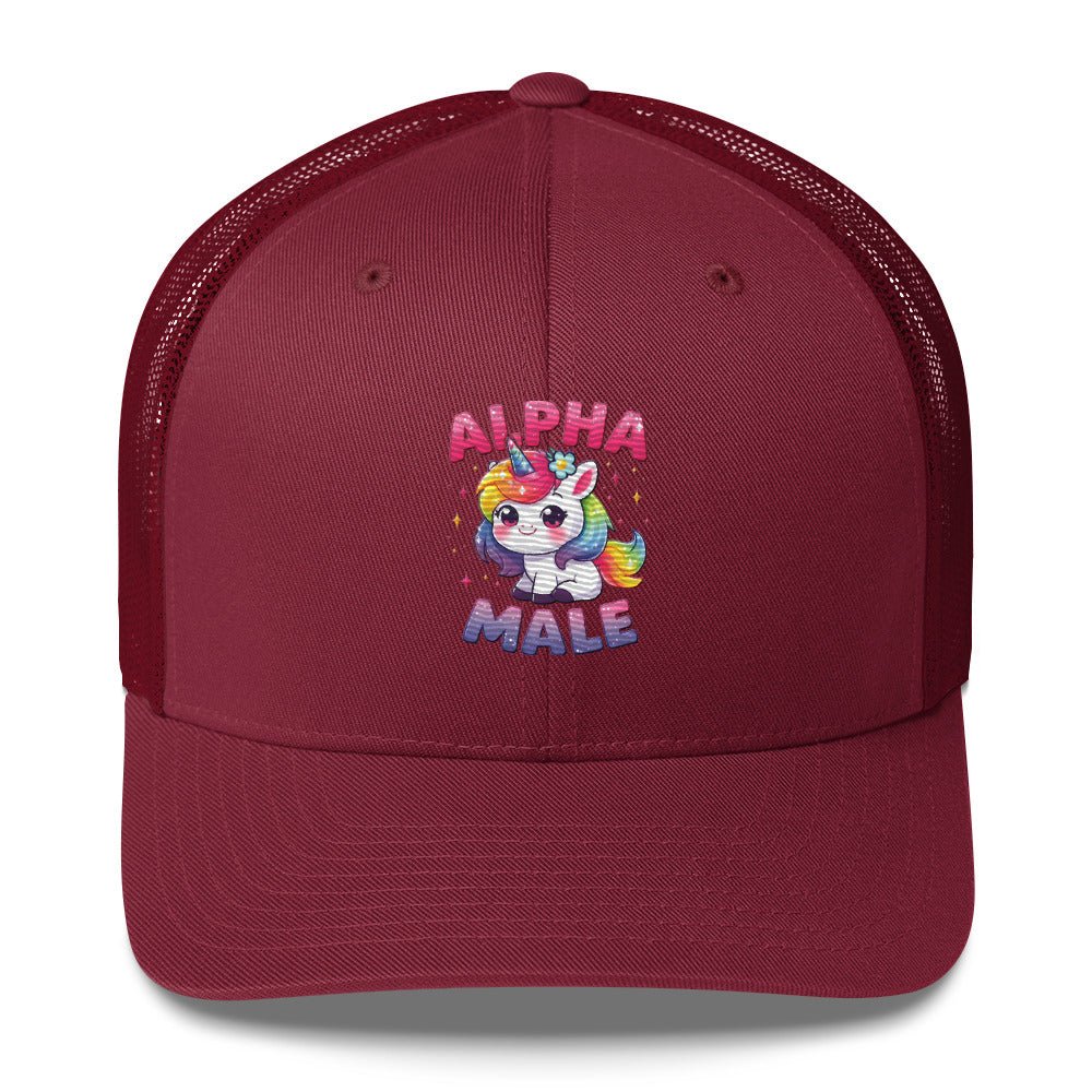 Funny X Alpha Male Embroidered Trucker Cap - Max & Co Tees