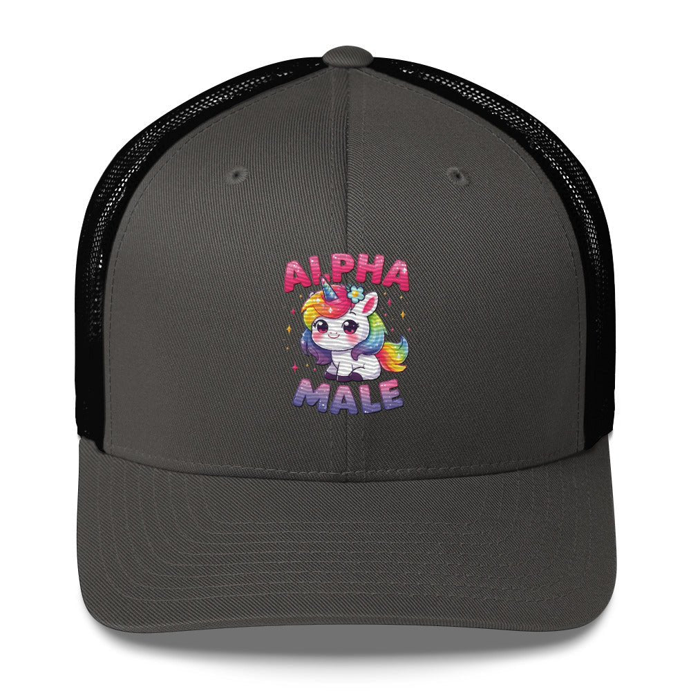 Funny X Alpha Male Embroidered Trucker Cap - Max & Co Tees