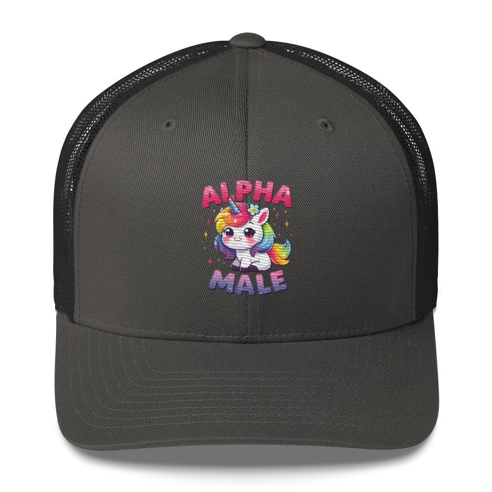 Funny X Alpha Male Embroidered Trucker Cap - Max & Co Tees