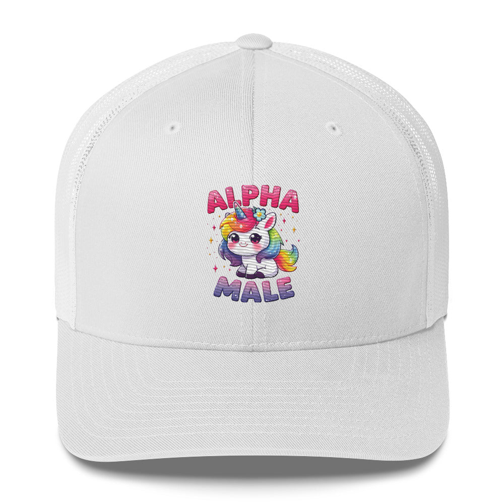 Funny X Alpha Male Embroidered Trucker Cap - Max & Co Tees