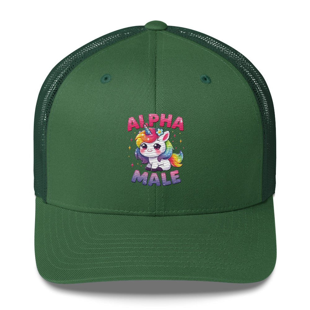 Funny X Alpha Male Embroidered Trucker Cap - Max & Co Tees