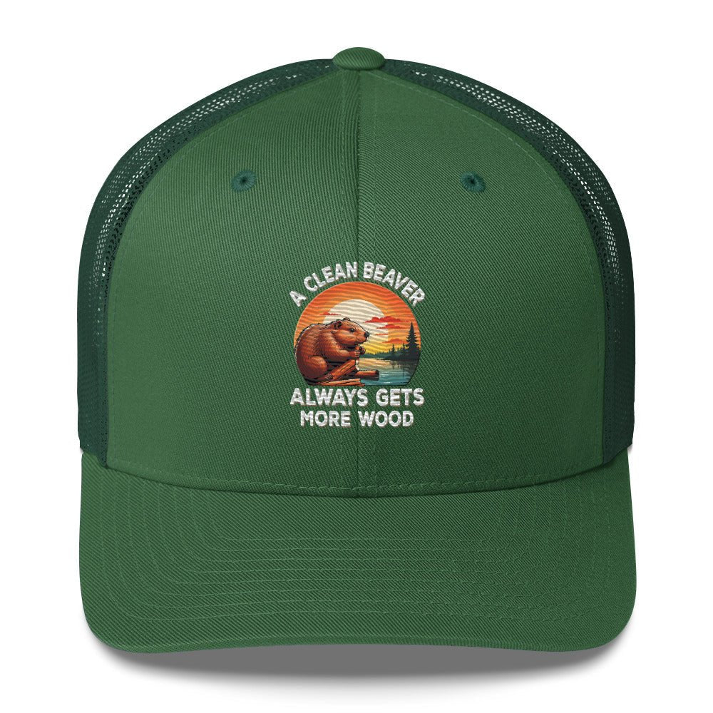 Funny X Clean Beaver Embroidered Trucker Cap - Max & Co Tees