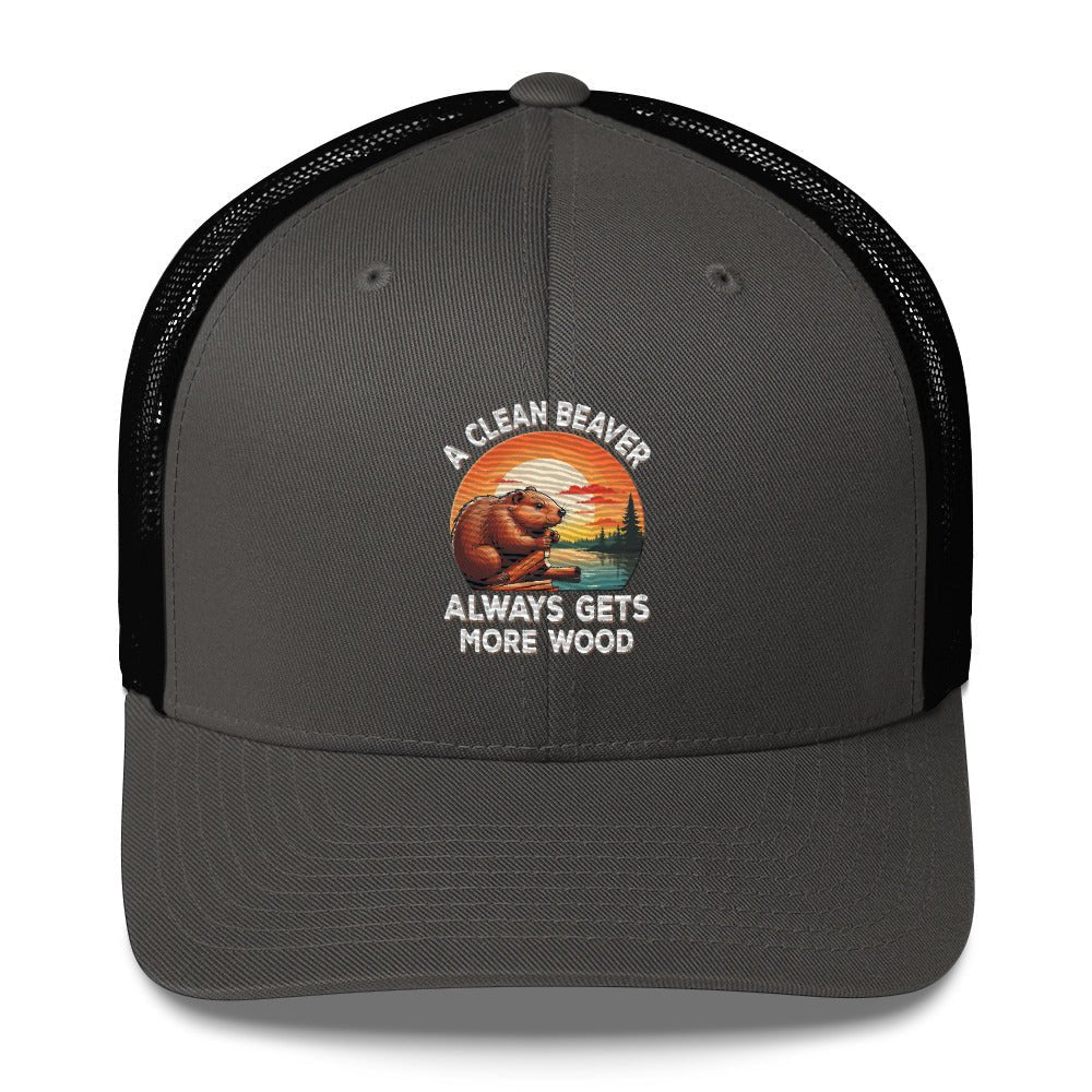 Funny X Clean Beaver Embroidered Trucker Cap - Max & Co Tees