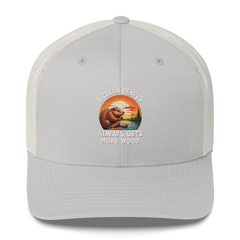 Funny X Clean Beaver Embroidered Trucker Cap - Max & Co Tees