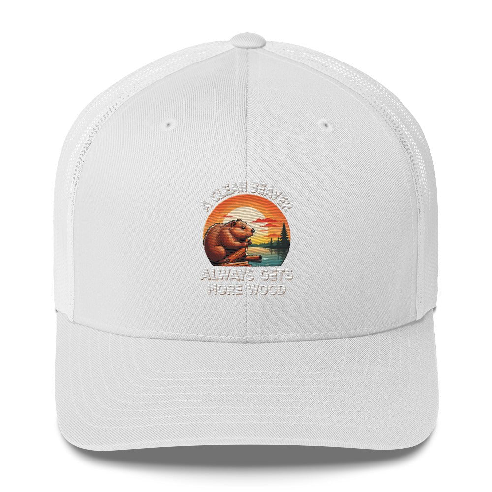 Funny X Clean Beaver Embroidered Trucker Cap - Max & Co Tees