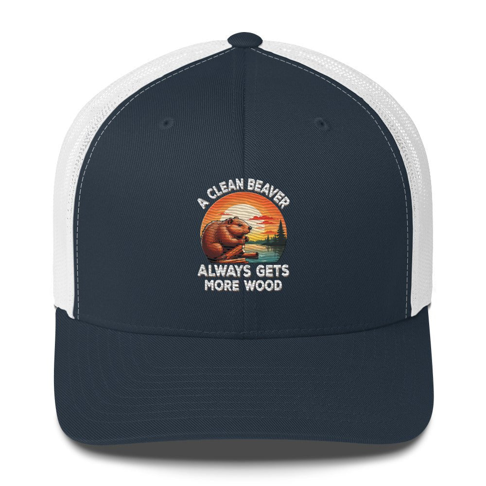 Funny X Clean Beaver Embroidered Trucker Cap - Max & Co Tees