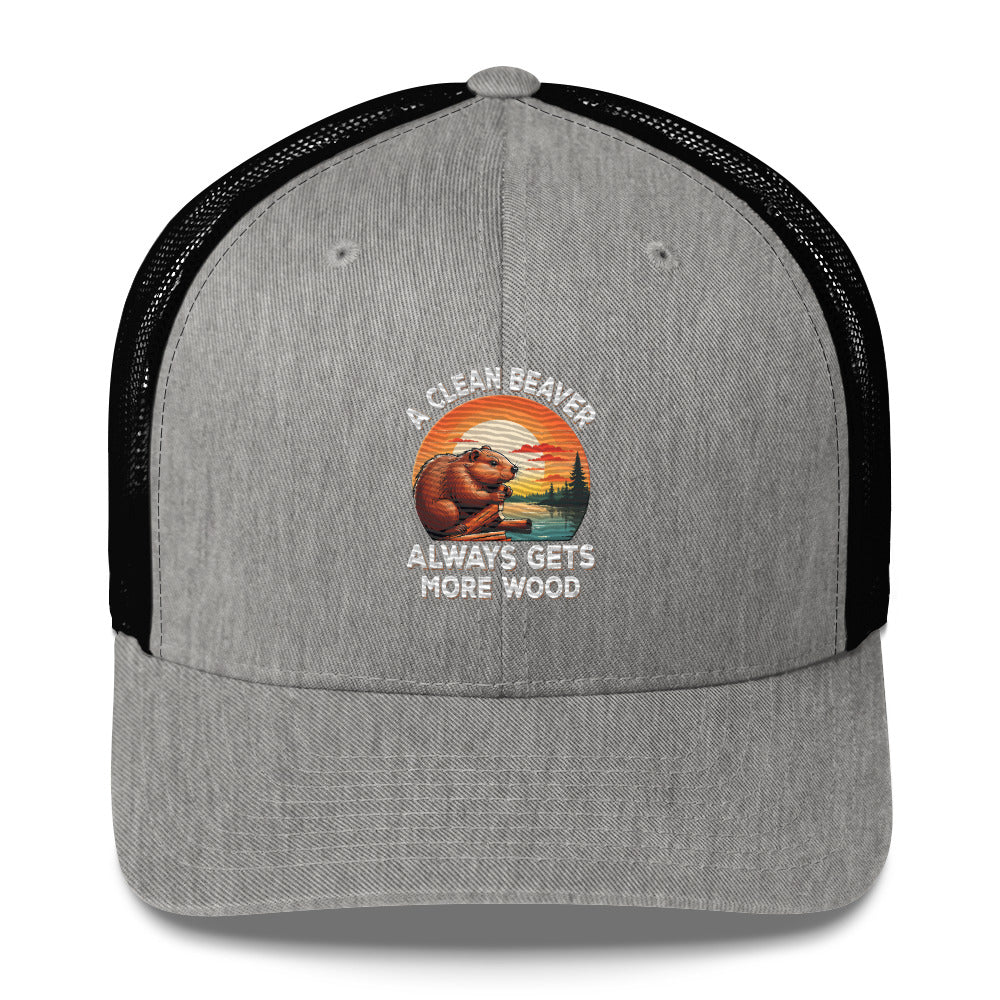 Funny X Clean Beaver Embroidered Trucker Cap - Max & Co Tees