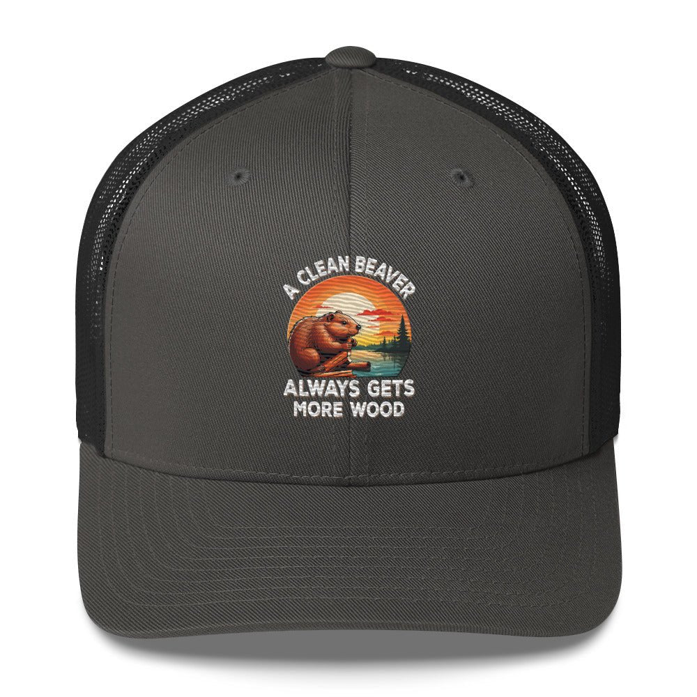 Funny X Clean Beaver Embroidered Trucker Cap - Max & Co Tees