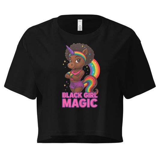 Women's Unicorn Black Girl Magic Crop - Max & Co Tees