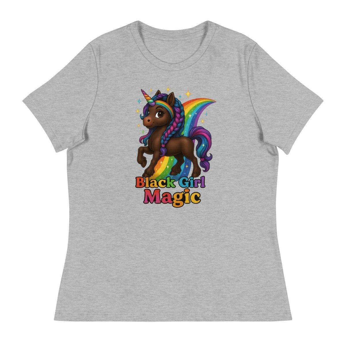 Women's Unicorn Black Girl Rainbow Tee - Max & Co Tees