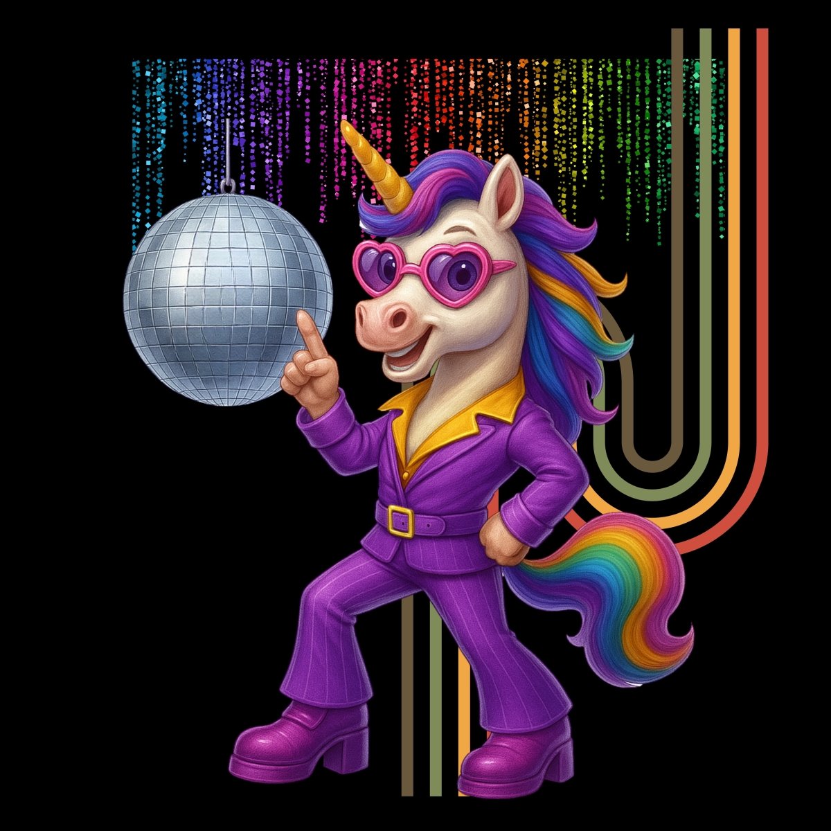 Women's Unicorn Disco Glitter Tee - Max & Co Tees